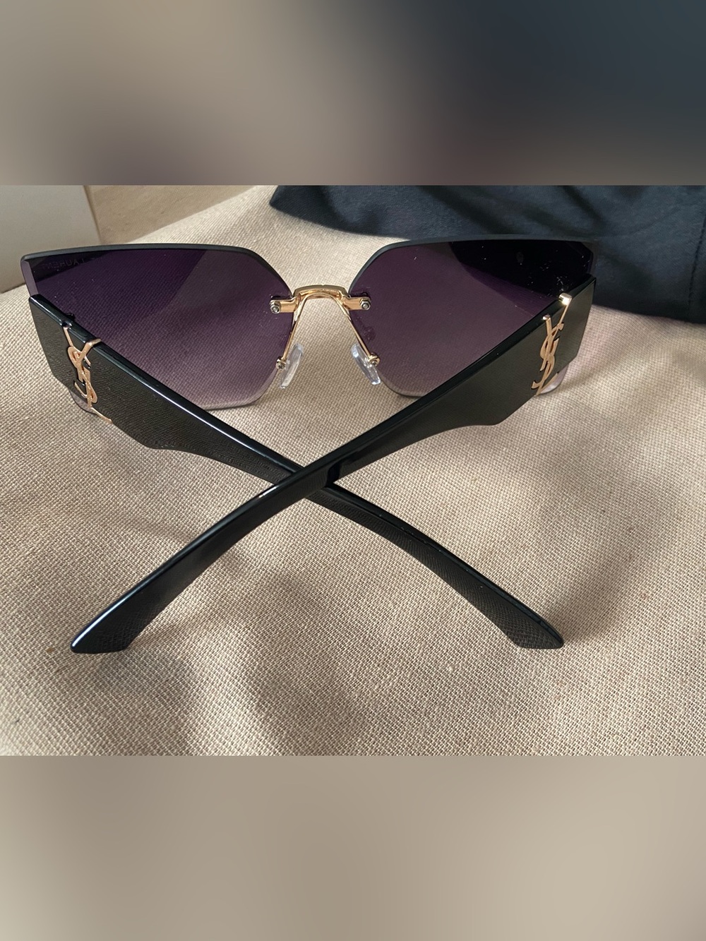 Saint Laurent Black Shield Sunglasses with Gradient Lenses - Picture 2 of 5